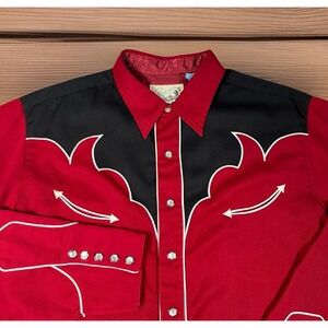 Vintage Roper TEXAS Cowboy Mens XL Western Shirt  Long Sleeve 5 Pearl Snap Cuff